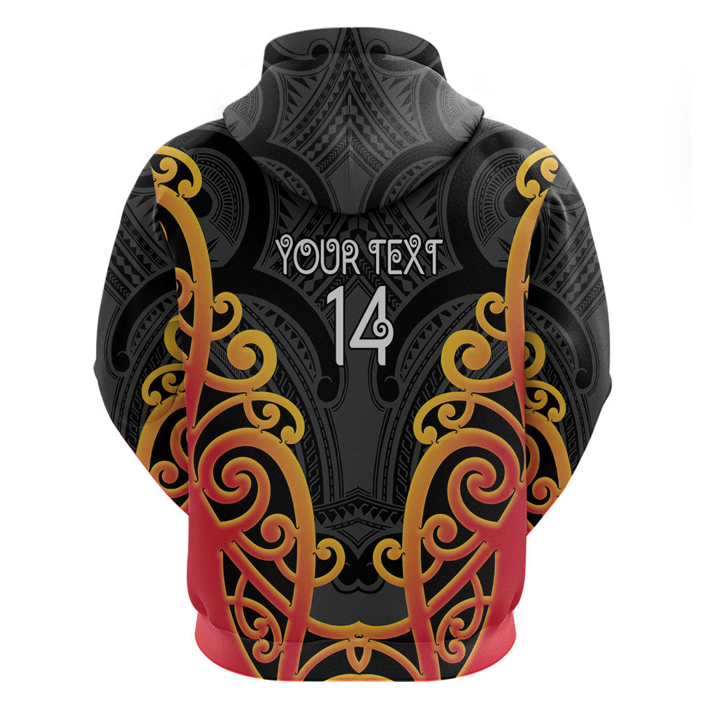 Waikato Custom Rugby New Zealand Zip Hoodie Aotearoa Maori Pukana Tiki Mascot