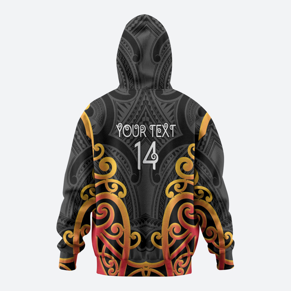 Waikato Custom Rugby New Zealand Zip Hoodie Aotearoa Maori Pukana Tiki Mascot