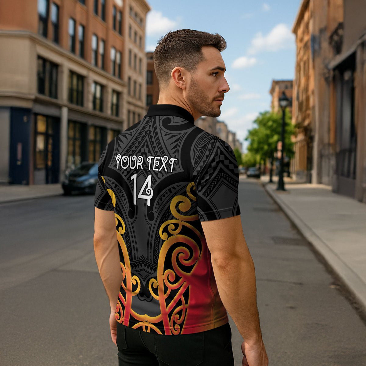 Waikato Custom Rugby New Zealand Zipper Polo Shirt Aotearoa Maori Pukana Tiki Mascot