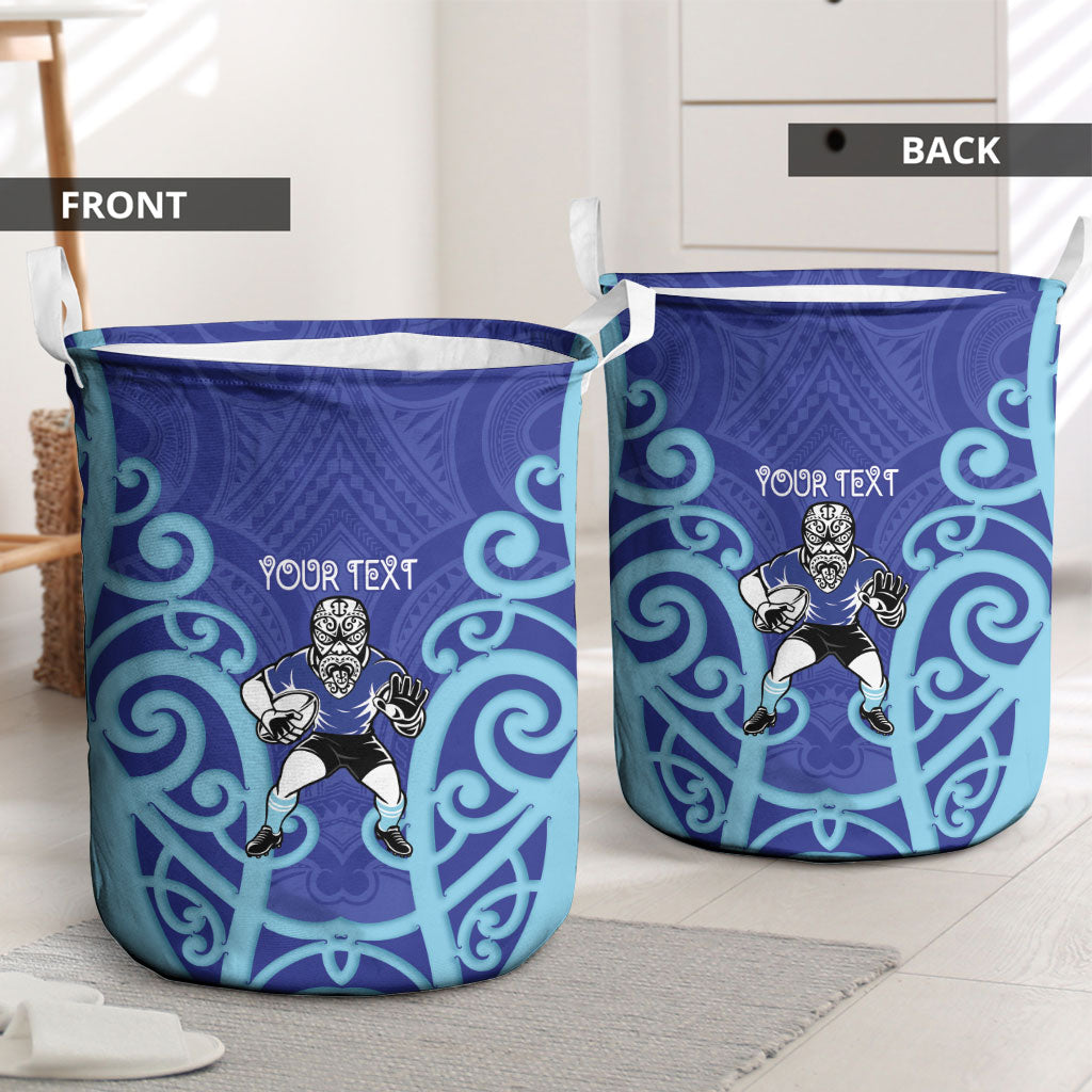 Northland Custom Rugby New Zealand Laundry Basket Aotearoa Maori Pukana Tiki Mascot