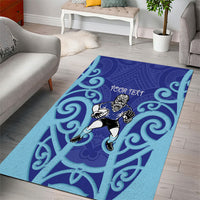 Northland Custom Rugby New Zealand Area Rug Aotearoa Maori Pukana Tiki Mascot