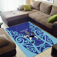 Northland Custom Rugby New Zealand Area Rug Aotearoa Maori Pukana Tiki Mascot