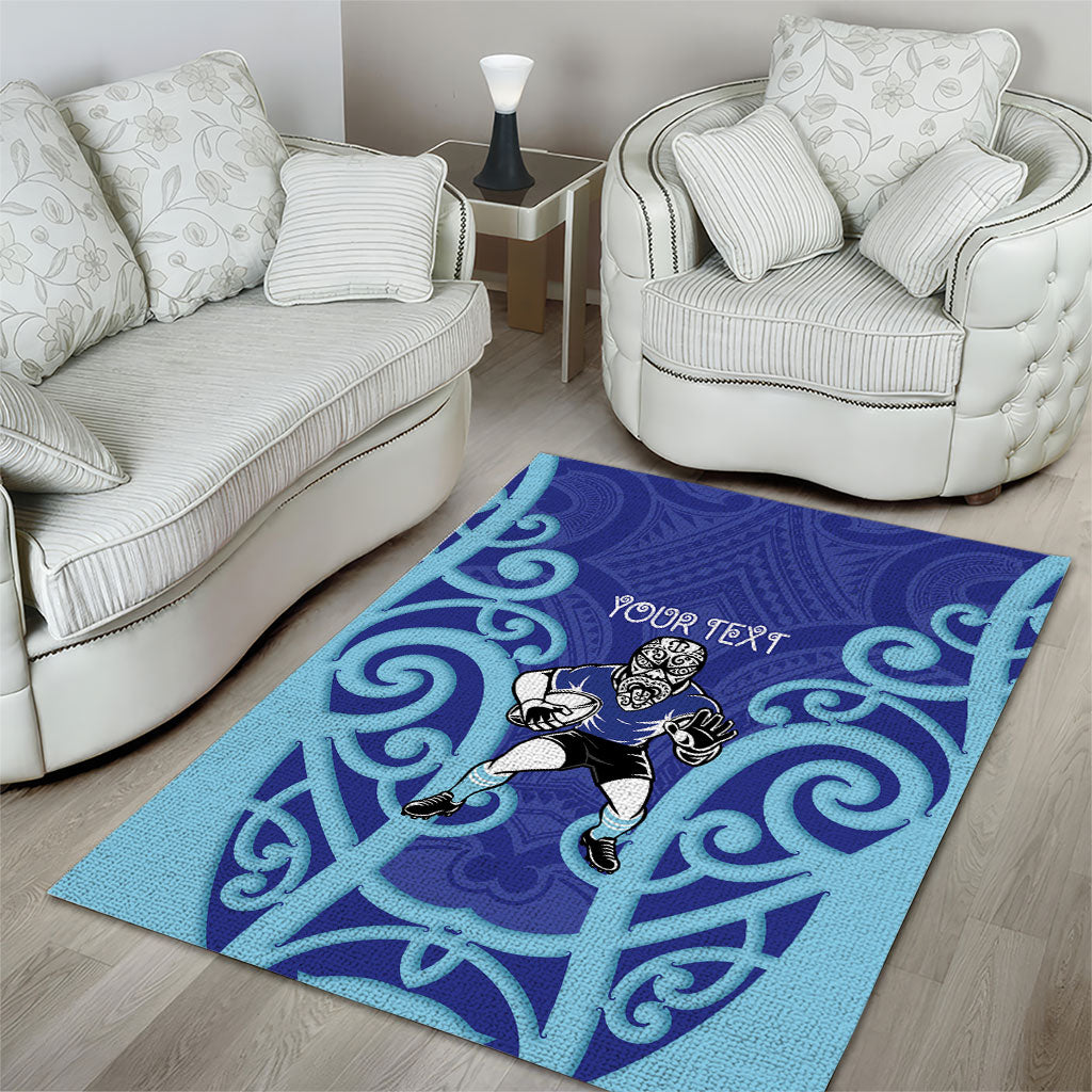 Northland Custom Rugby New Zealand Area Rug Aotearoa Maori Pukana Tiki Mascot