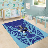 Northland Custom Rugby New Zealand Area Rug Aotearoa Maori Pukana Tiki Mascot