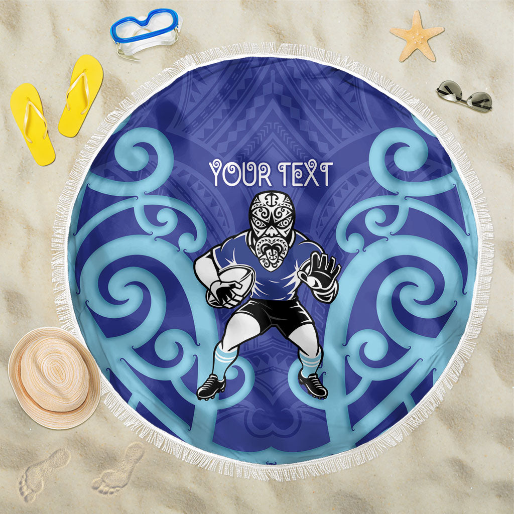 Northland Custom Rugby New Zealand Beach Blanket Aotearoa Maori Pukana Tiki Mascot