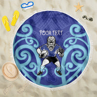 Northland Custom Rugby New Zealand Beach Blanket Aotearoa Maori Pukana Tiki Mascot