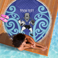 Northland Custom Rugby New Zealand Beach Blanket Aotearoa Maori Pukana Tiki Mascot