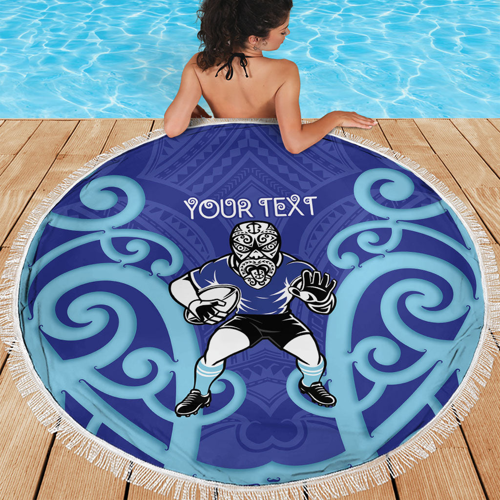 Northland Custom Rugby New Zealand Beach Blanket Aotearoa Maori Pukana Tiki Mascot