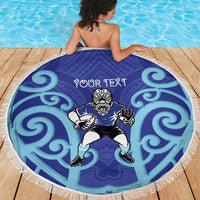 Northland Custom Rugby New Zealand Beach Blanket Aotearoa Maori Pukana Tiki Mascot