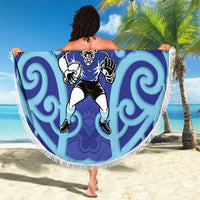 Northland Custom Rugby New Zealand Beach Blanket Aotearoa Maori Pukana Tiki Mascot