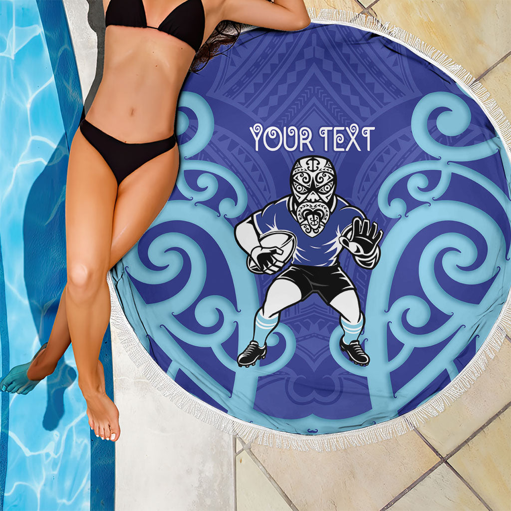 Northland Custom Rugby New Zealand Beach Blanket Aotearoa Maori Pukana Tiki Mascot