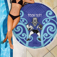 Northland Custom Rugby New Zealand Beach Blanket Aotearoa Maori Pukana Tiki Mascot