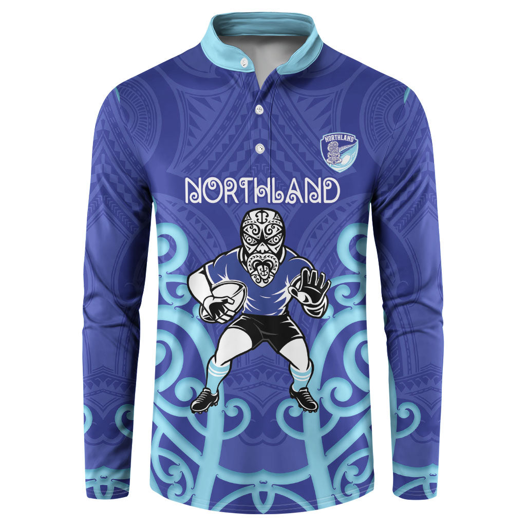 Northland Custom Rugby New Zealand Button Sweatshirt Aotearoa Maori Pukana Tiki Mascot