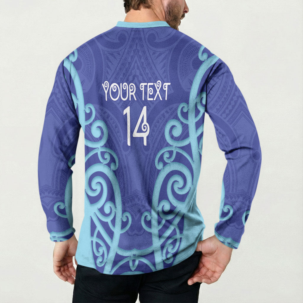 Northland Custom Rugby New Zealand Button Sweatshirt Aotearoa Maori Pukana Tiki Mascot