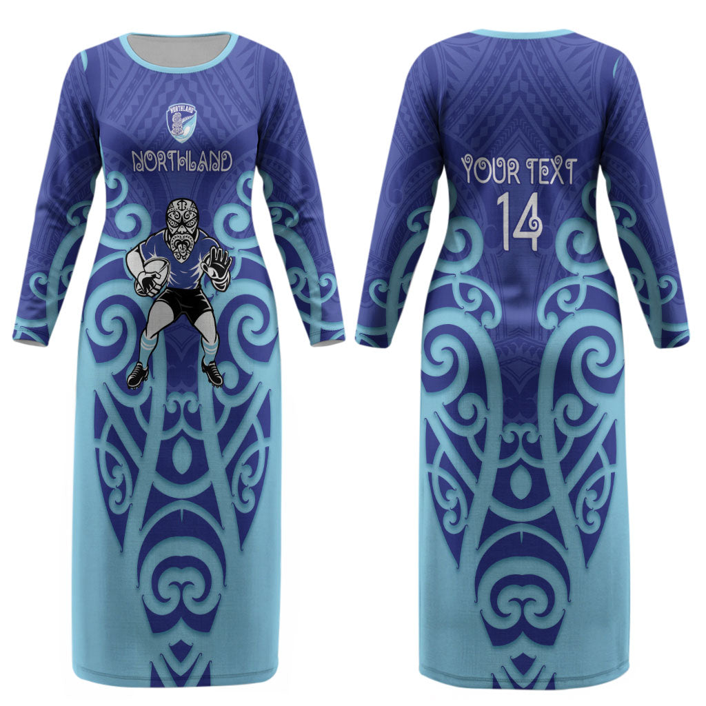 Northland Custom Rugby New Zealand Couples Matching Long Sleeve Bodycon Dress and Long Sleeve Button Shirt Aotearoa Maori Pukana Tiki Mascot
