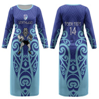 Northland Custom Rugby New Zealand Couples Matching Long Sleeve Bodycon Dress and Long Sleeve Button Shirt Aotearoa Maori Pukana Tiki Mascot