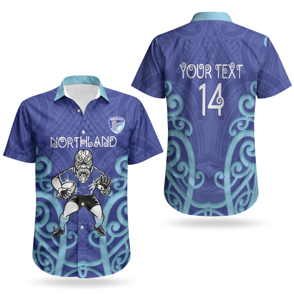Northland Custom Rugby New Zealand Couples Matching Puletasi and Hawaiian Shirt Aotearoa Maori Pukana Tiki Mascot