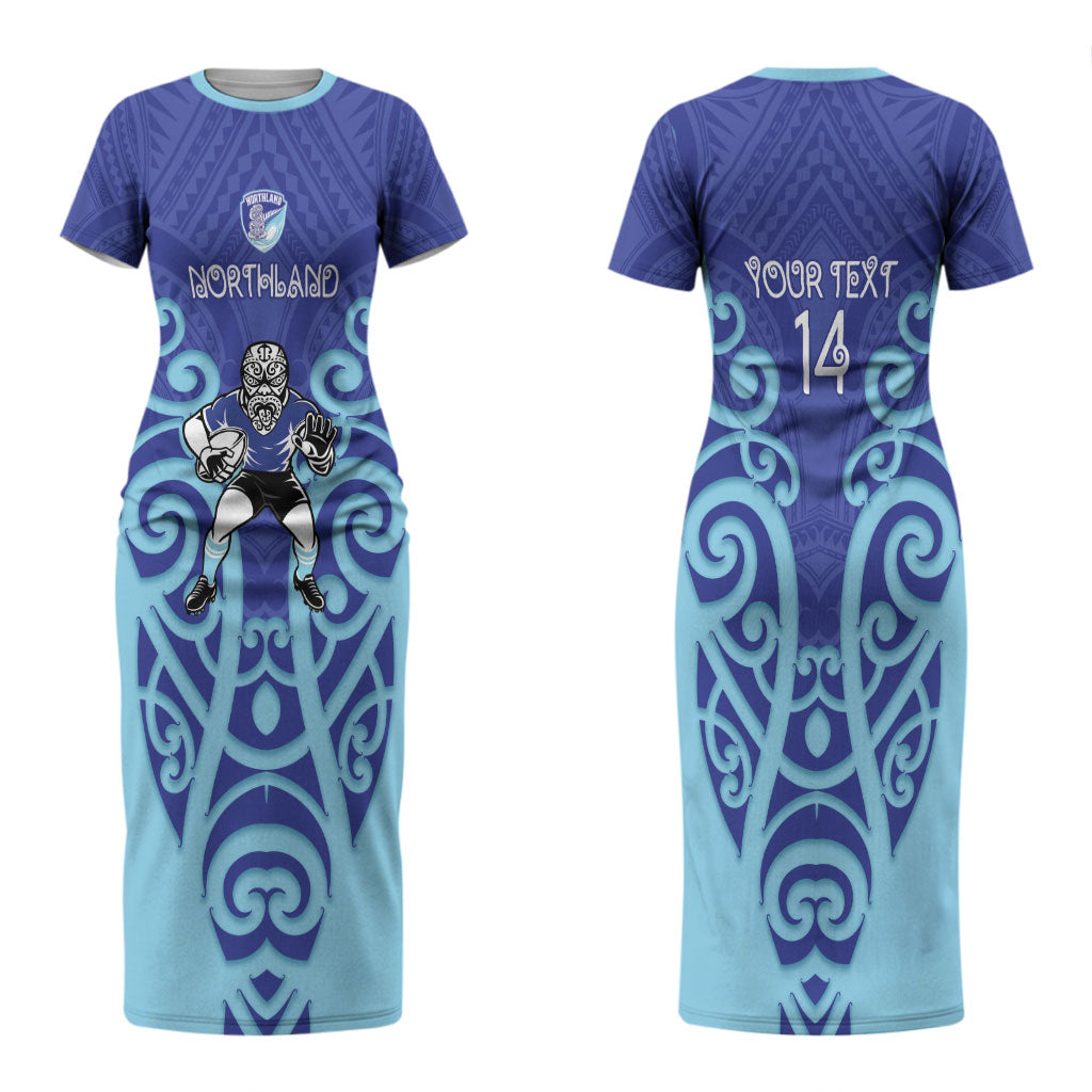 Northland Custom Rugby New Zealand Couples Matching Short Sleeve Bodycon Dress and Long Sleeve Button Shirt Aotearoa Maori Pukana Tiki Mascot