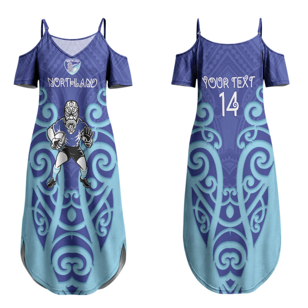 Northland Custom Rugby New Zealand Couples Matching Summer Maxi Dress and Long Sleeve Button Shirt Aotearoa Maori Pukana Tiki Mascot
