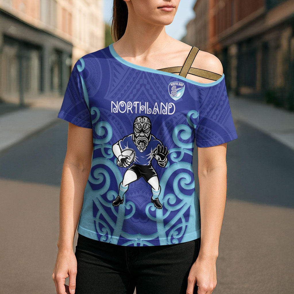 Northland Custom Rugby New Zealand Cross Shoulder Shirt Aotearoa Maori Pukana Tiki Mascot