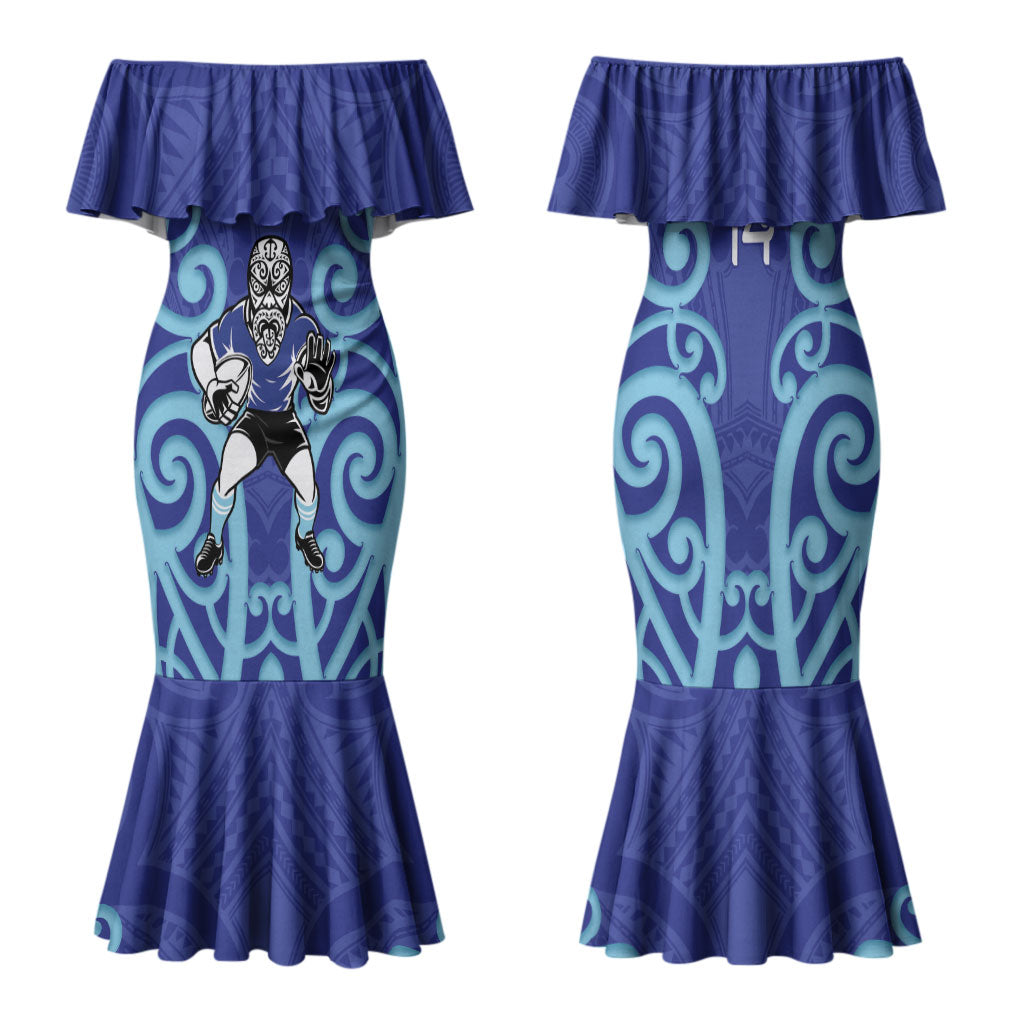 Northland Custom Rugby New Zealand Family Matching Mermaid Dress and Hawaiian Shirt Aotearoa Maori Pukana Tiki Mascot