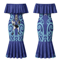 Northland Custom Rugby New Zealand Family Matching Mermaid Dress and Hawaiian Shirt Aotearoa Maori Pukana Tiki Mascot