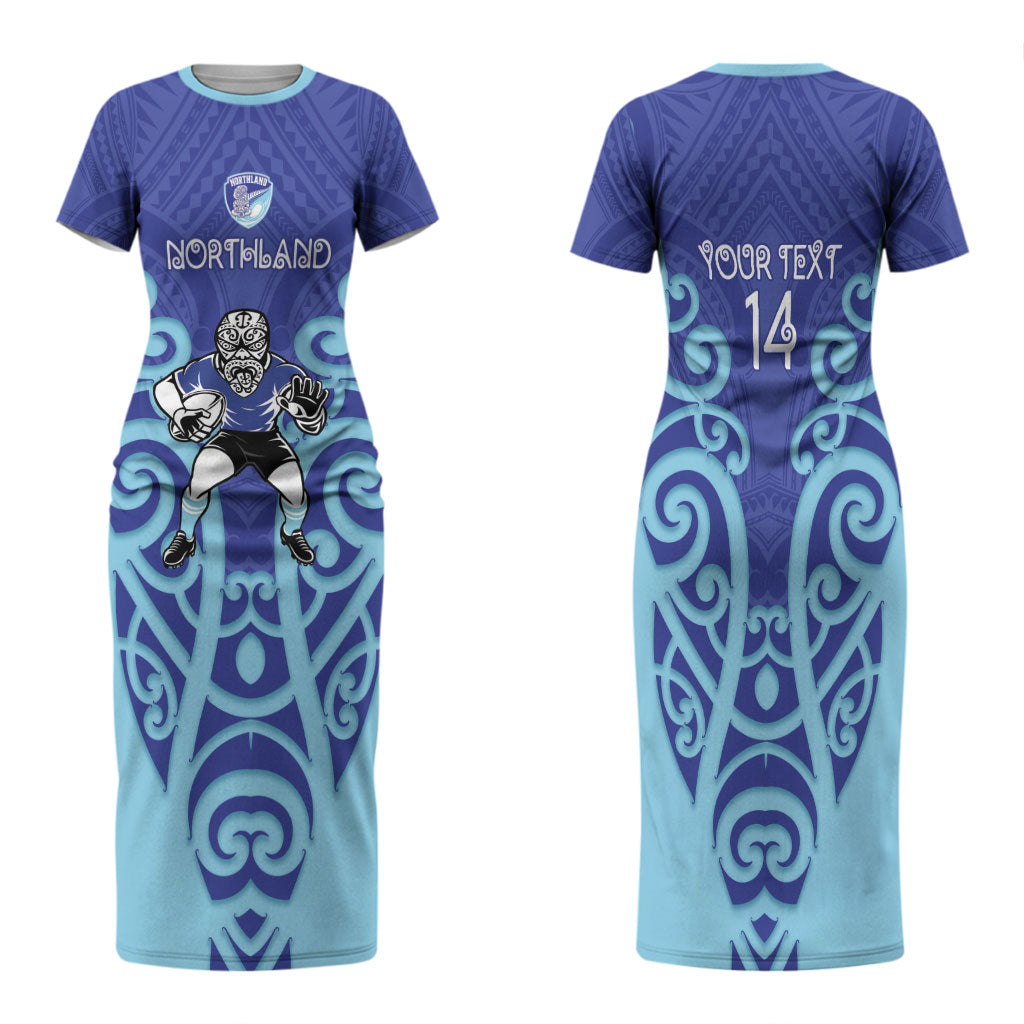 Northland Custom Rugby New Zealand Family Matching Short Sleeve Bodycon Dress and Hawaiian Shirt Aotearoa Maori Pukana Tiki Mascot