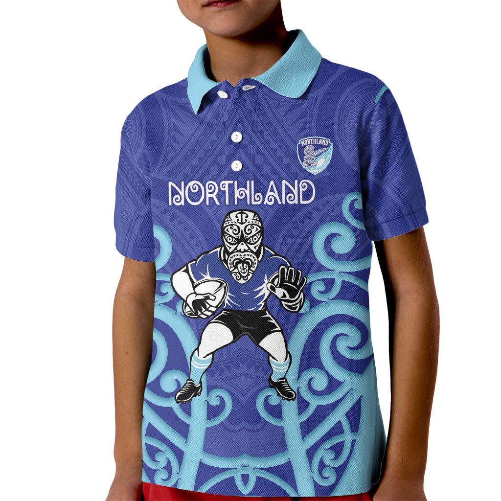 Northland Custom Rugby New Zealand Kid Polo Shirt Aotearoa Maori Pukana Tiki Mascot