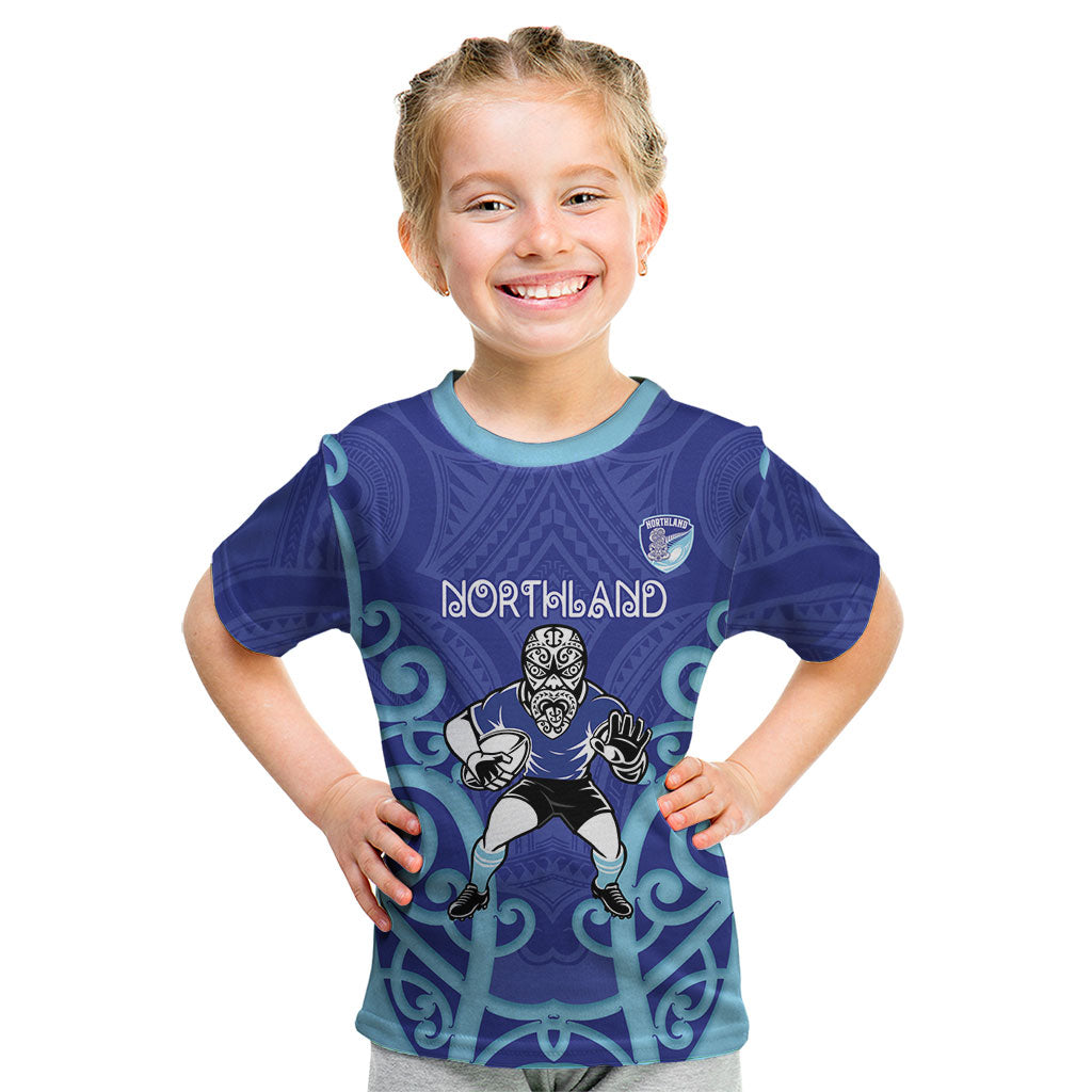 Northland Custom Rugby New Zealand Kid T Shirt Aotearoa Maori Pukana Tiki Mascot