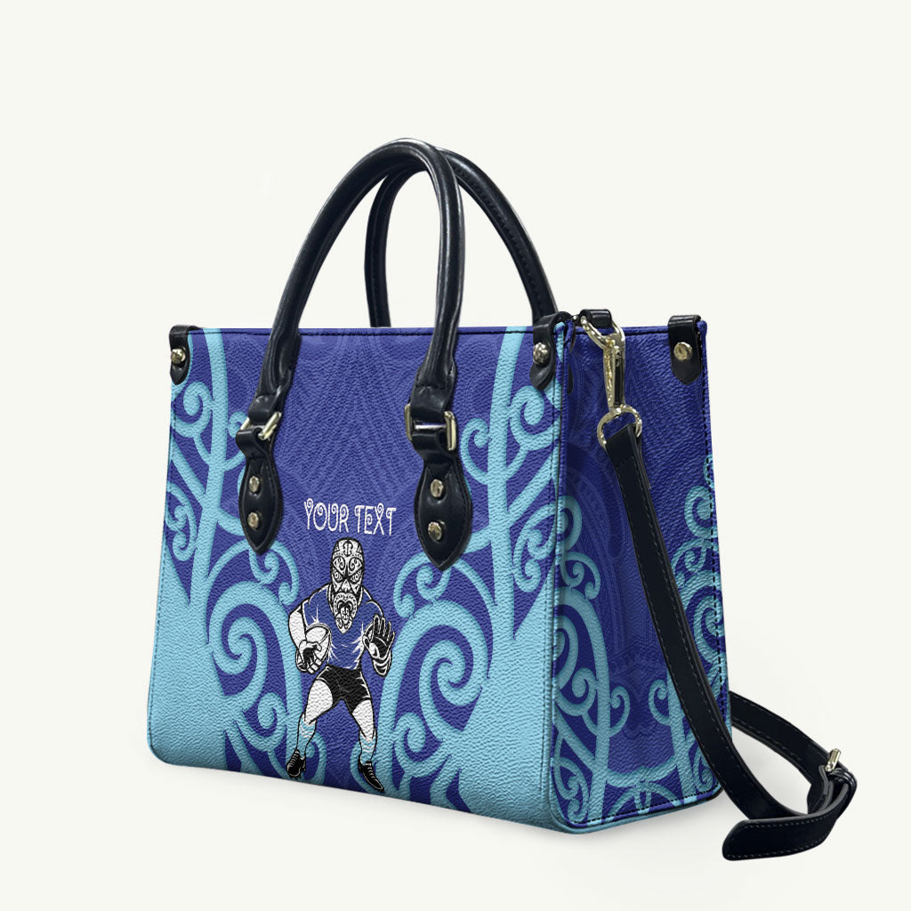 Northland Custom Rugby New Zealand Leather Bag Aotearoa Maori Pukana Tiki Mascot