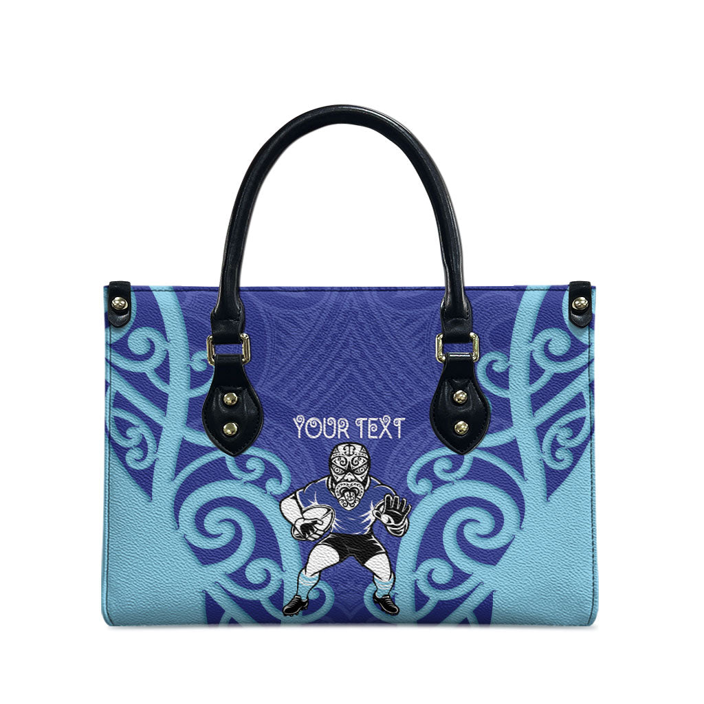 Northland Custom Rugby New Zealand Leather Bag Aotearoa Maori Pukana Tiki Mascot