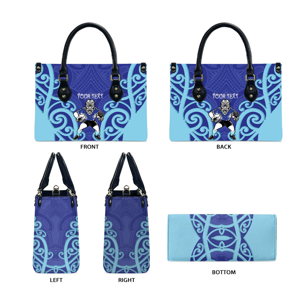 Northland Custom Rugby New Zealand Leather Bag Aotearoa Maori Pukana Tiki Mascot