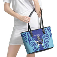 Northland Custom Rugby New Zealand Leather Tote Bag Aotearoa Maori Pukana Tiki Mascot