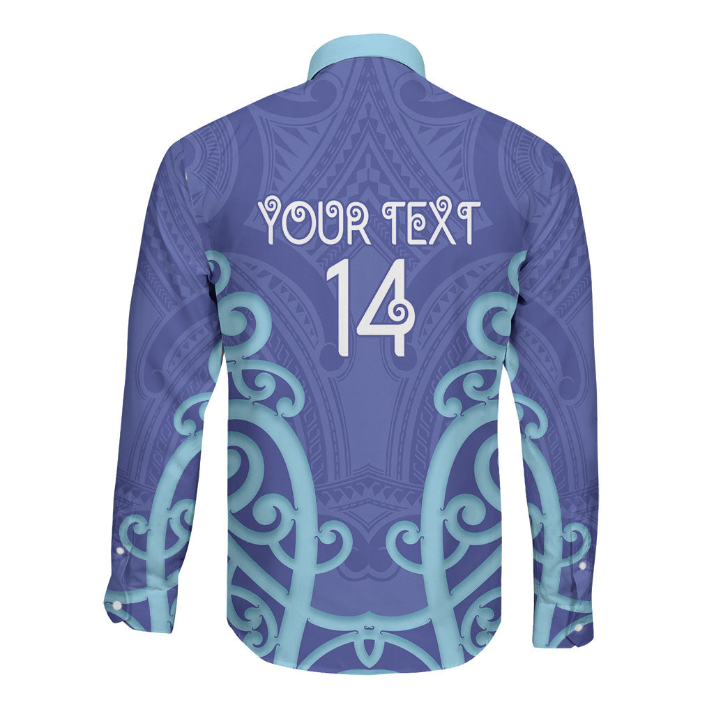 Northland Custom Rugby New Zealand Long Sleeve Button Shirt Aotearoa Maori Pukana Tiki Mascot