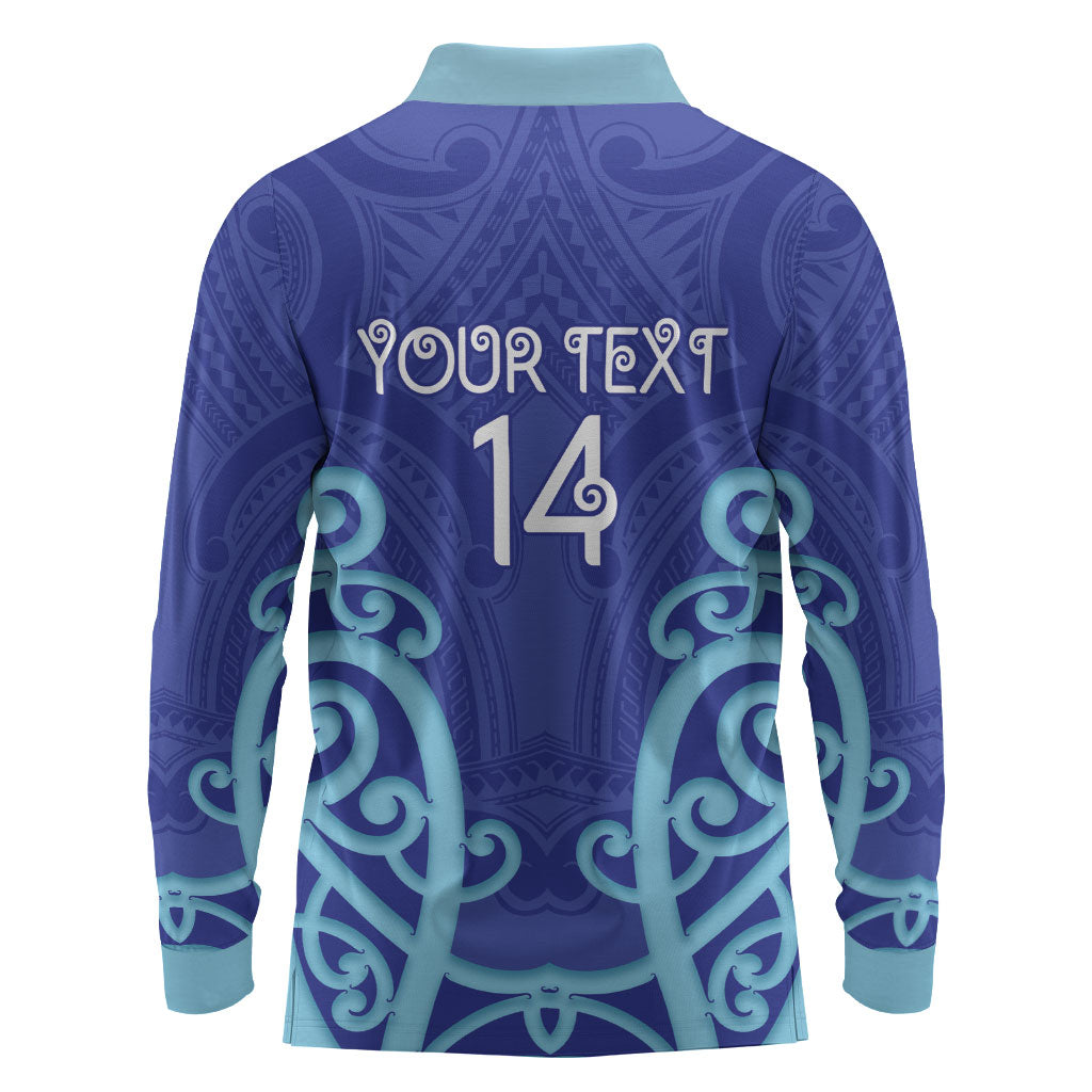 Northland Custom Rugby New Zealand Long Sleeve Polo Shirt Aotearoa Maori Pukana Tiki Mascot