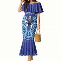 Northland Custom Rugby New Zealand Mermaid Dress Aotearoa Maori Pukana Tiki Mascot