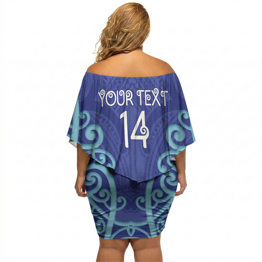 Northland Custom Rugby New Zealand Off Shoulder Short Dress Aotearoa Maori Pukana Tiki Mascot