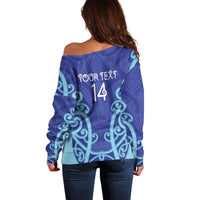 Northland Custom Rugby New Zealand Off Shoulder Sweater Aotearoa Maori Pukana Tiki Mascot