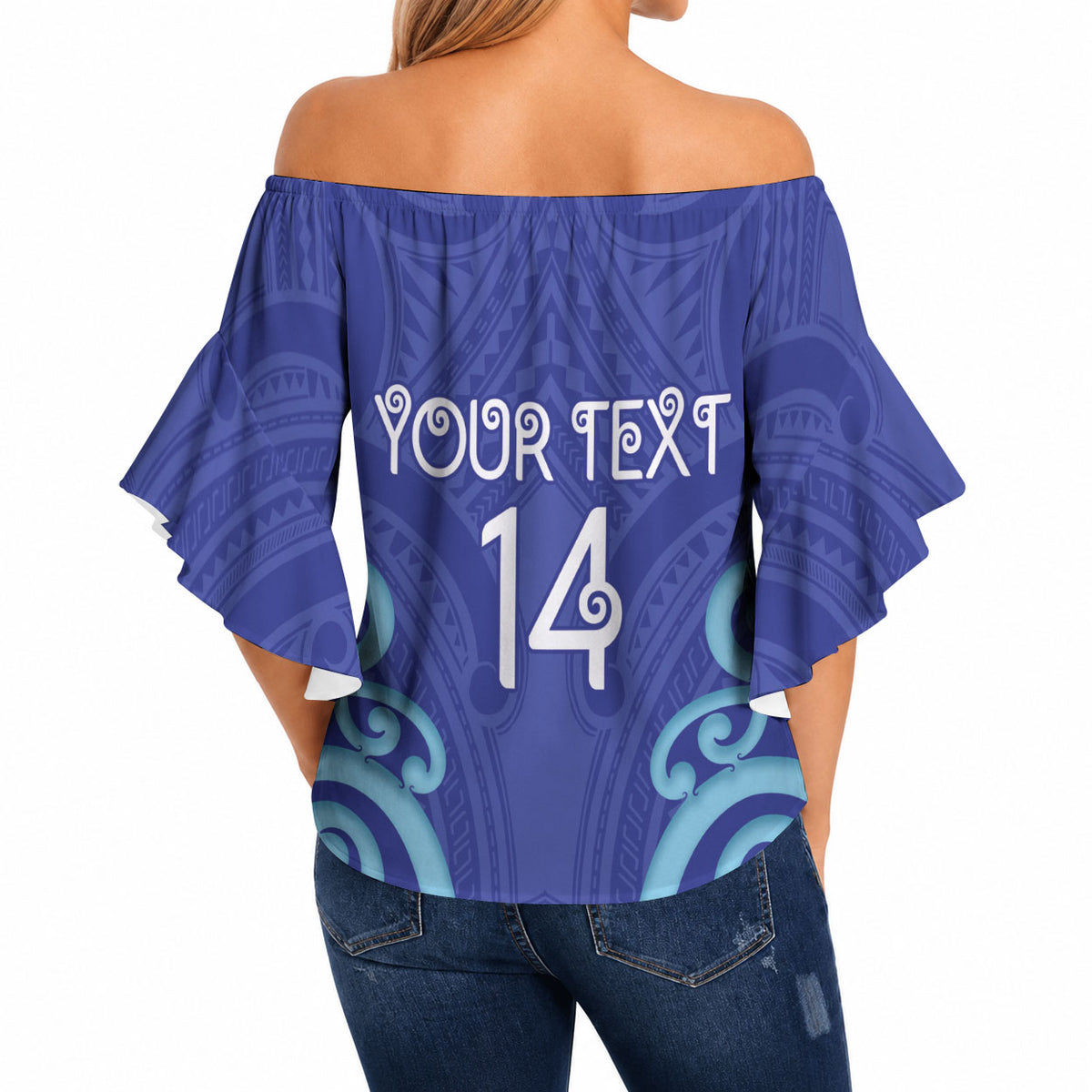Northland Custom Rugby New Zealand Off Shoulder Wrap Waist Top Aotearoa Maori Pukana Tiki Mascot