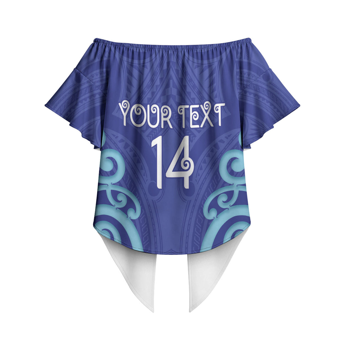 Northland Custom Rugby New Zealand Off Shoulder Wrap Waist Top Aotearoa Maori Pukana Tiki Mascot