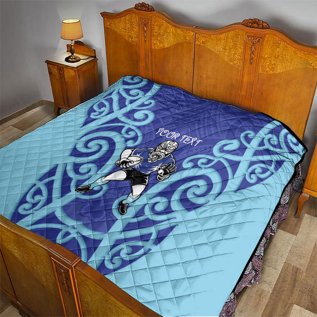 Northland Custom Rugby New Zealand Quilt Aotearoa Maori Pukana Tiki Mascot