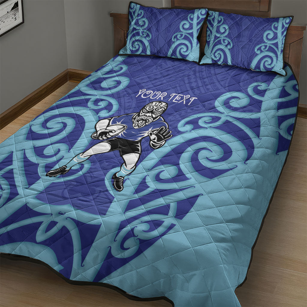 Northland Custom Rugby New Zealand Quilt Bed Set Aotearoa Maori Pukana Tiki Mascot