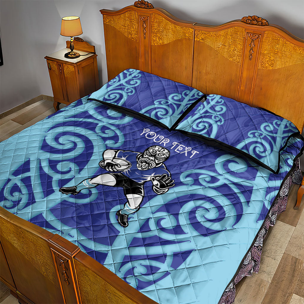 Northland Custom Rugby New Zealand Quilt Bed Set Aotearoa Maori Pukana Tiki Mascot