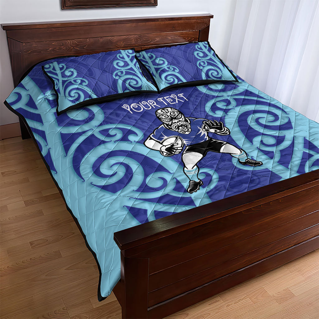 Northland Custom Rugby New Zealand Quilt Bed Set Aotearoa Maori Pukana Tiki Mascot