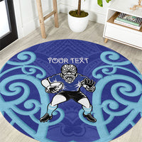 Northland Custom Rugby New Zealand Round Carpet Aotearoa Maori Pukana Tiki Mascot
