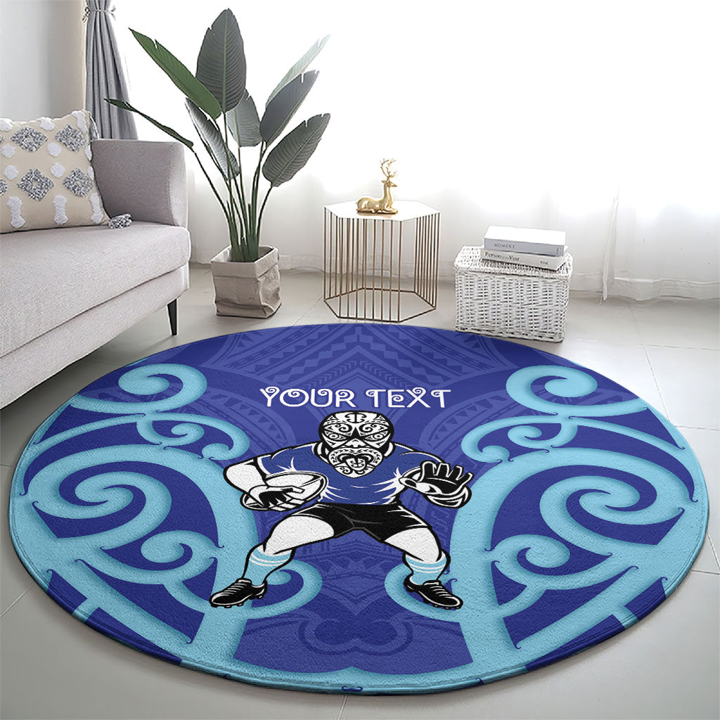 Northland Custom Rugby New Zealand Round Carpet Aotearoa Maori Pukana Tiki Mascot