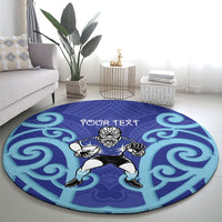Northland Custom Rugby New Zealand Round Carpet Aotearoa Maori Pukana Tiki Mascot