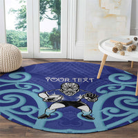 Northland Custom Rugby New Zealand Round Carpet Aotearoa Maori Pukana Tiki Mascot