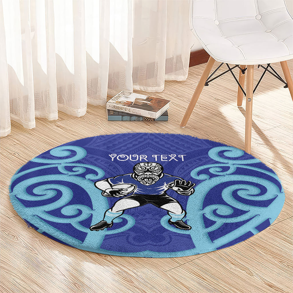 Northland Custom Rugby New Zealand Round Carpet Aotearoa Maori Pukana Tiki Mascot