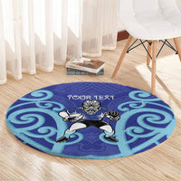 Northland Custom Rugby New Zealand Round Carpet Aotearoa Maori Pukana Tiki Mascot